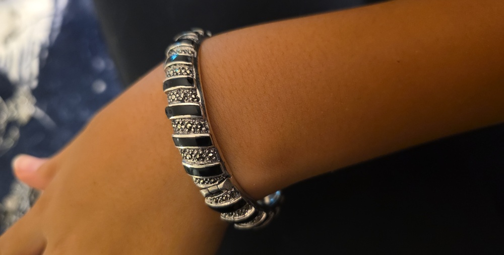 Elegant Silver and Black Bracelet